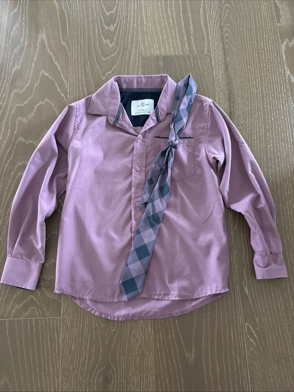 Craft + Flow Boys Light Purple Dress Shirt And Tie Size 5